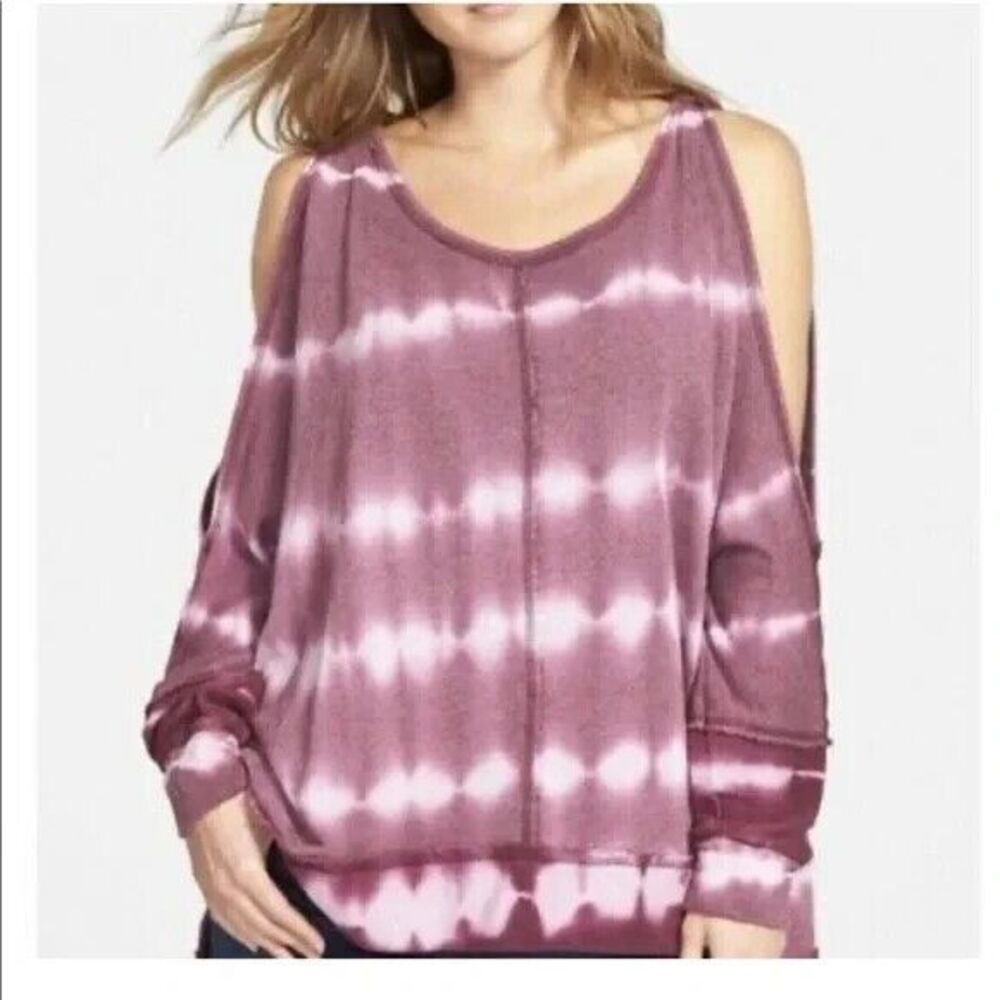FREE PEOPLE Dandyline Tie Dye Cold Shoulder Terry Oversized Pullover SIZE SMALL